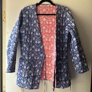 Reversible cotton quilted wrap jacket from India